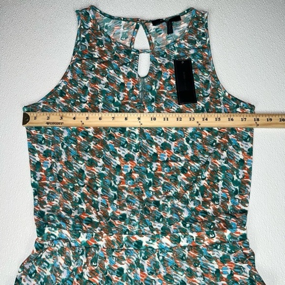NWT BCBGMAXAZRIA Printed Keyhole-Cutout Woman Romper Sea-Sha-La-La Green Size S - Picture 6 of 11